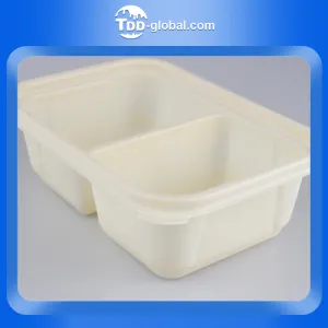 Cornstarch 2 compartment rectangle food container cornstarch divided containers custom cornstarch lunch box