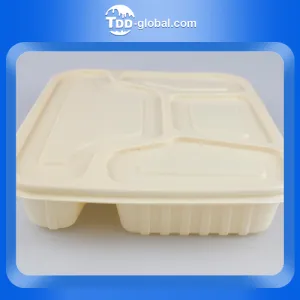 1000ml Cornstarch Disposable to go 4 compartment food containers 33oz compostable take out food container