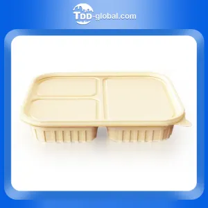 XH-3G-1 Cornstarch 3 compartment rectangle food container takeout lunch box