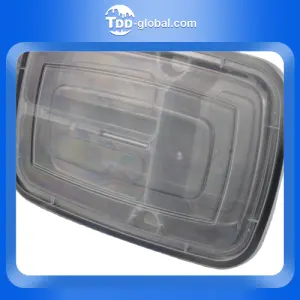 Top quality and good price bent lunch box 1650ml disposable American plastic rectangular food box