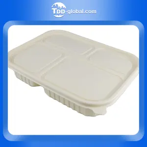 Promotion price fast food sandwich biodegradable burger packaging box 4 compartment cornstarch rectangle food container