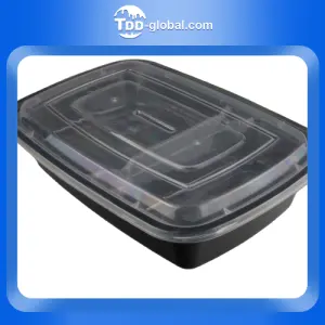 Latest design reasonable price plastic food packaging bent box 950ml disposable American plastic rectangular food box