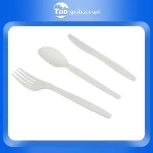 Professional manufacture promotion price biodegradable disposable cornstarch plastic cutlery set knife fork spoon PLA sp