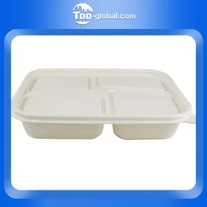 2023 innovative products cornstarch meal lunch box 4 compartment cornstarch rectangle food container
