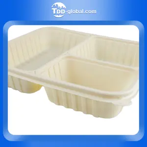 Factory directly supply good price disposable food container 3 compartment cornstarch rectangle food container