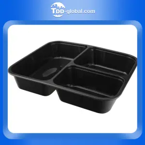 S1031 disposable rectangle 3 compartment plastic container