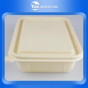 750ml rectangle food container Cornstarch Disposable to go 2 compartment food containers compostable take out food conta