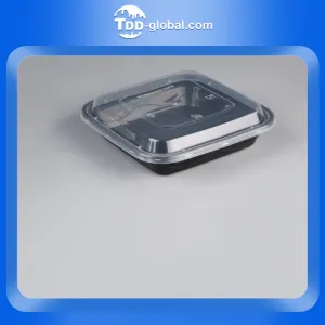 ZF500 American Style 500ml 750ml 10000ml Disposable Food Container Black Square PP Plastic Take Away Bento Lunch Box