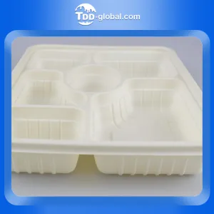 Large Takeaway Cornstarch Biodegradable 6 Compartment Plastic Food Storage Container with Lids